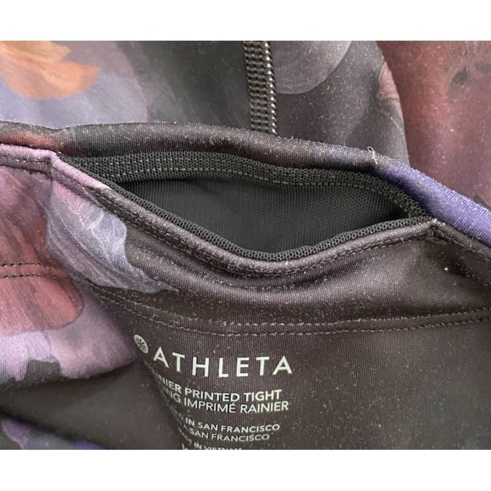 Lot of 2 Athleta Leggings XXS & XXSP Floral Purple & Multicolor Striped - Picture 10 of 11